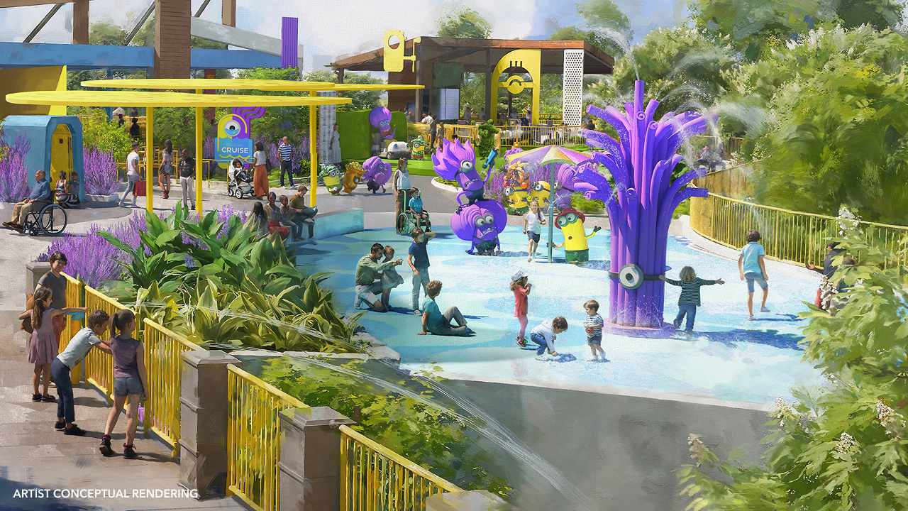 Watch with glee as the Yellow Minions try to rein in their wild Purple counterparts at Illumination’s Minions vs. Minions: Bello Bay Club.