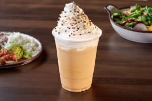 The Dulce de Leche Fria is semi frozen dulce de leche milk with whipped topping and chocolate pearls. 
