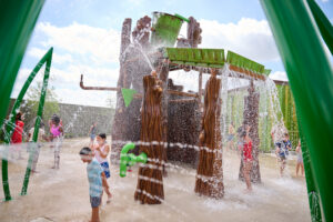 Shrek’s Swamp Splash & Smash allows kids and their grown-ups to stomp and/or splash away.